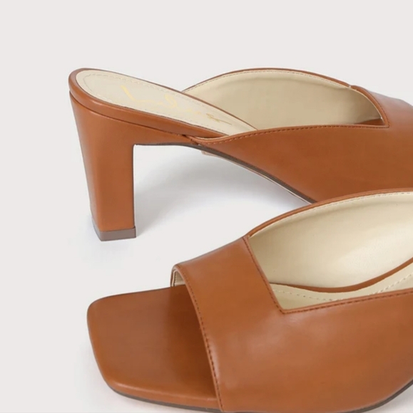 Cognac Square toe high heel slide sandal size 7 brown NWT - Picture 4 of 4